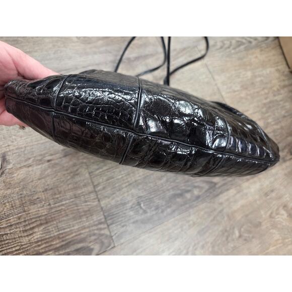 Vintage Judith Leiber Classic Black Snakeskin Reptile Gold Clutch Evening Purse - Picture 4 of 11